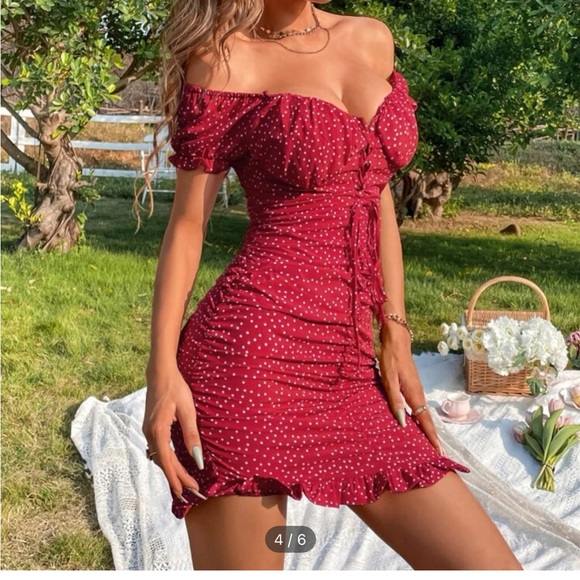SHEIN Dresses & Skirts - Sexy red picnic princess polka dot dress